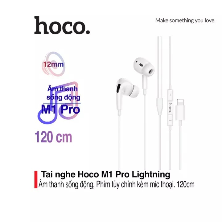 Tai Nghe Có Mic Hoco M1 Pro💎CAO CẤP💎Tai Nghe Iphone Cổng Lightning Mic Đàm Thoại Thiết Kế Dạng Pro Giảm Tiếng Ồn -BH 12T