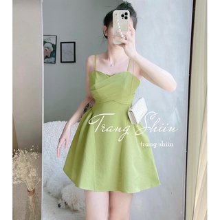 Lss váy 2s xếp ly ngực chéo xoè 2 màu