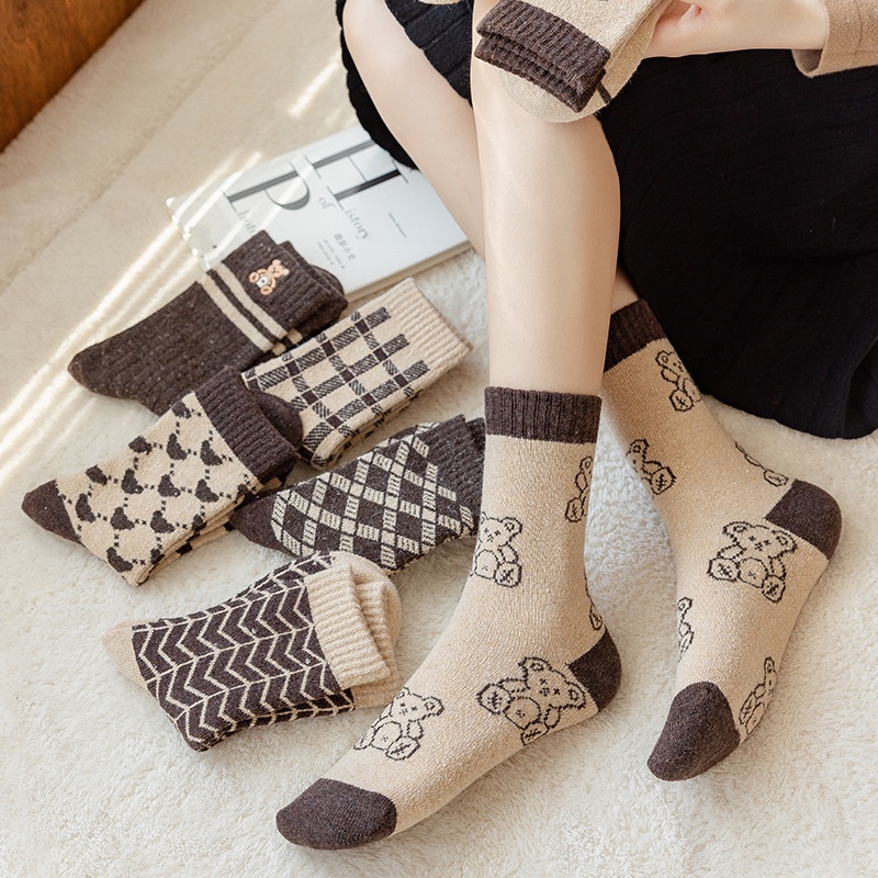 Tất nữ vintage cao cổ vớ dày ấm áp mùa đông