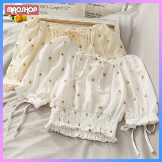 Áo Trễ Vai Peplum Hoa Nhí ngắn tay ulzzang Hàn Quốc C41 - MaoMao