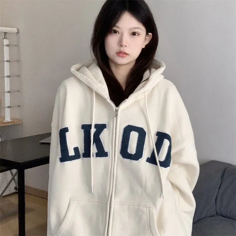 Áo Hoodies Tay Dài Hoạ Tiết Chữ In Thời Trang Mùa Thu Cho Phái Nữ