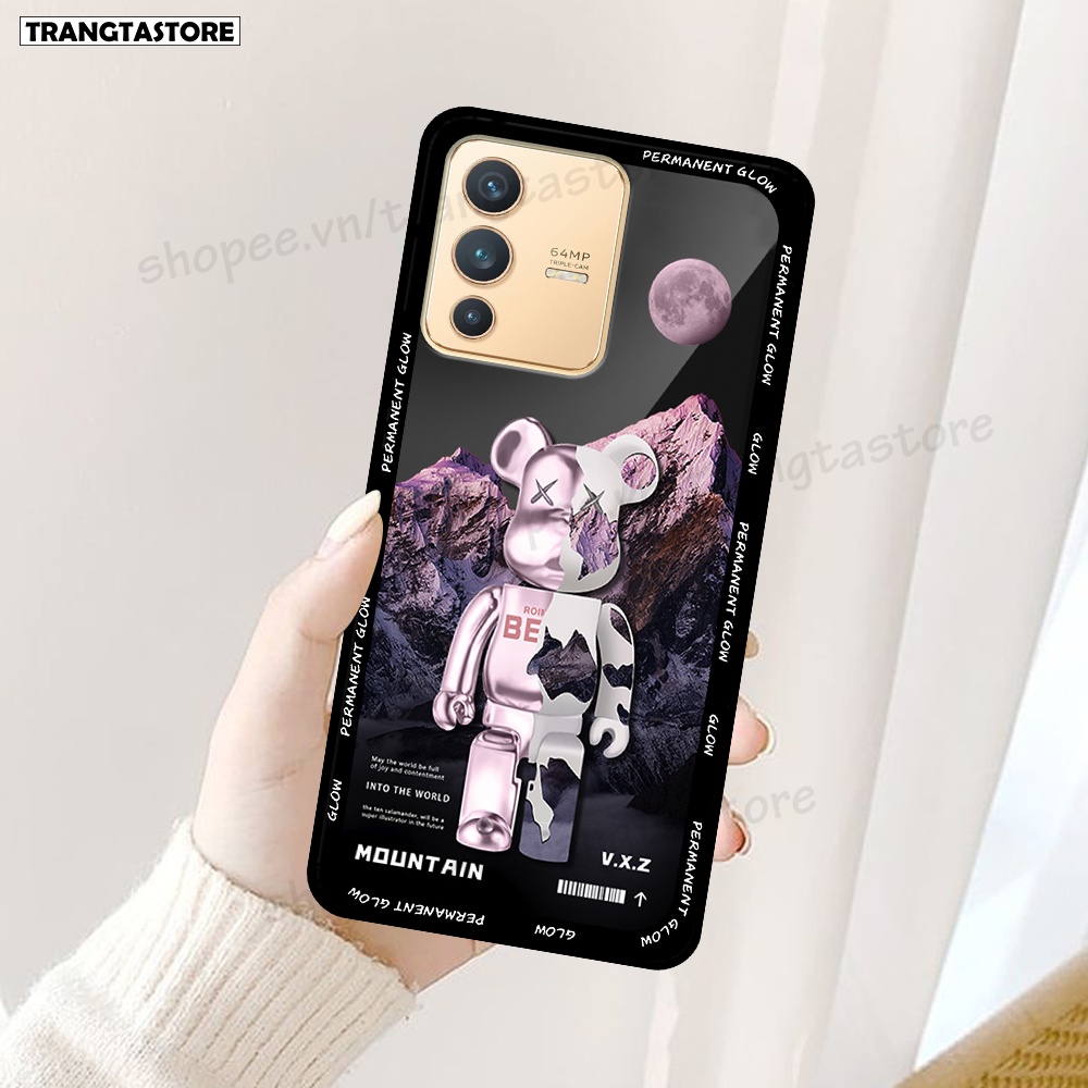 Ốp Vivo V23 in hình gấu Bearbrick,Mountain,xanh,đen,đỏ giá rẻ