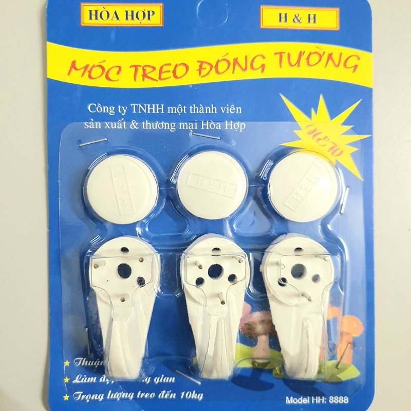 Vỉ 3 Móc Treo Đồ Đóng Tường Đa Năng Cao Cấp Hòa Hợp Dạng Chữ Nhật Và Tam Giác