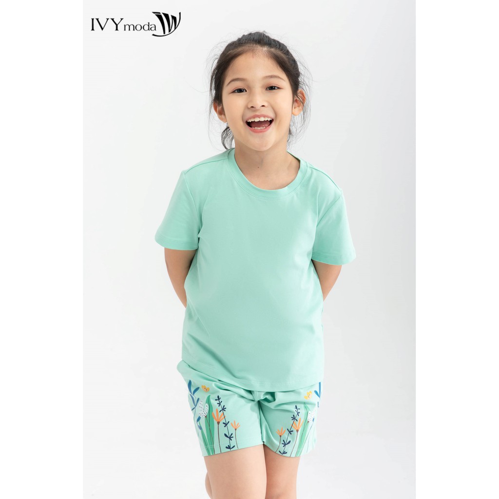 Áo thun cổ tròn (kèm quần) bé gái IVY moda MS 57G1316