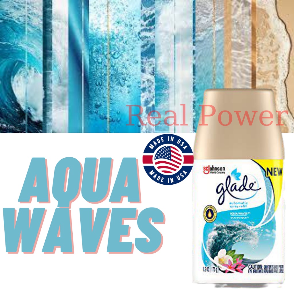 Xịt thơm phòng tự động Glade Refill USA Hương Aqua Waves (6.2 OZ) - Hàng Mỹ