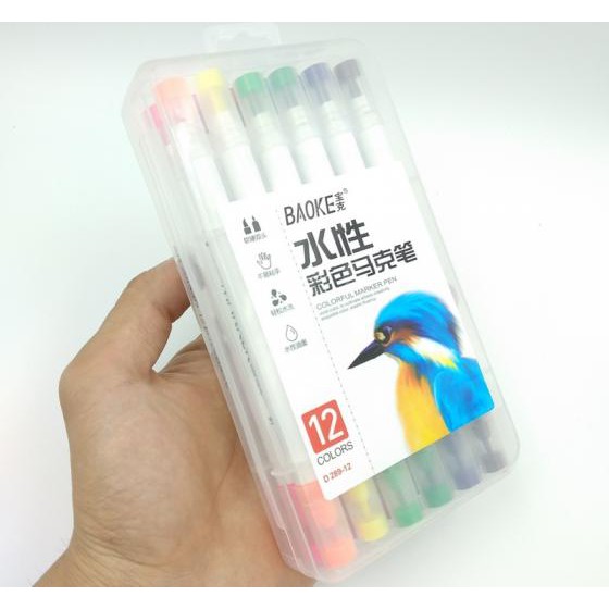 Bút Lông Tô Màu 2 Đầu Cứng và Mềm Baoke D289-12