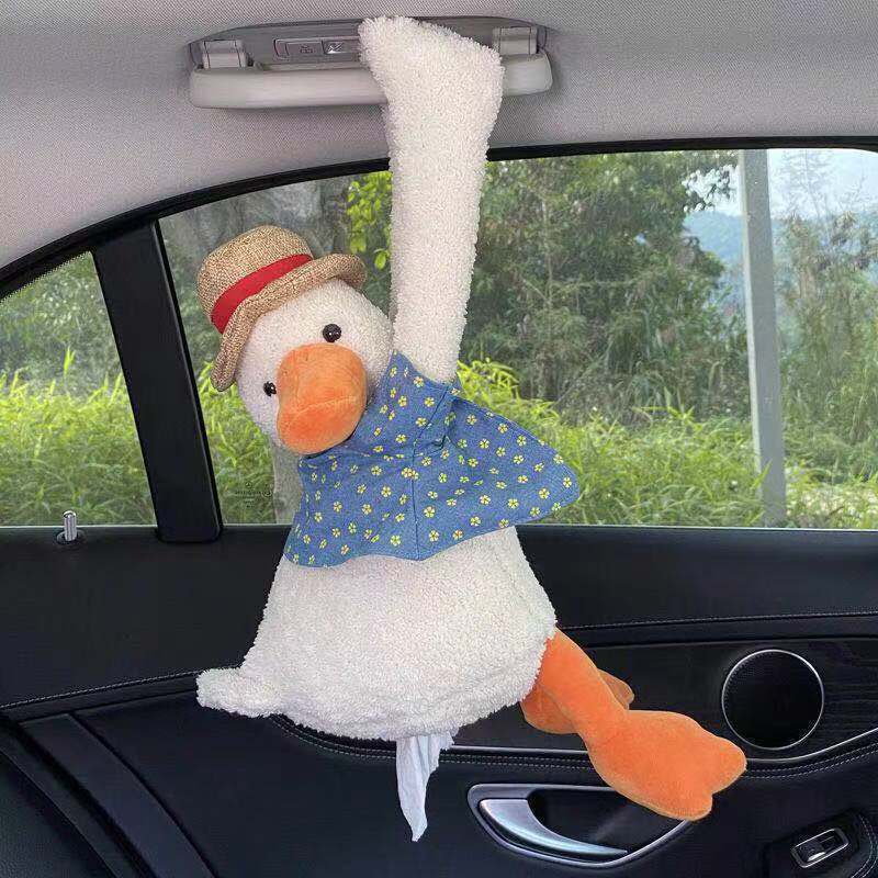 Hộp Đựng Khăn Giấy Thiết Kế Hình Chú Vịt Dễ Thương Treo Tấm Chắn Nắng Xe Hơi