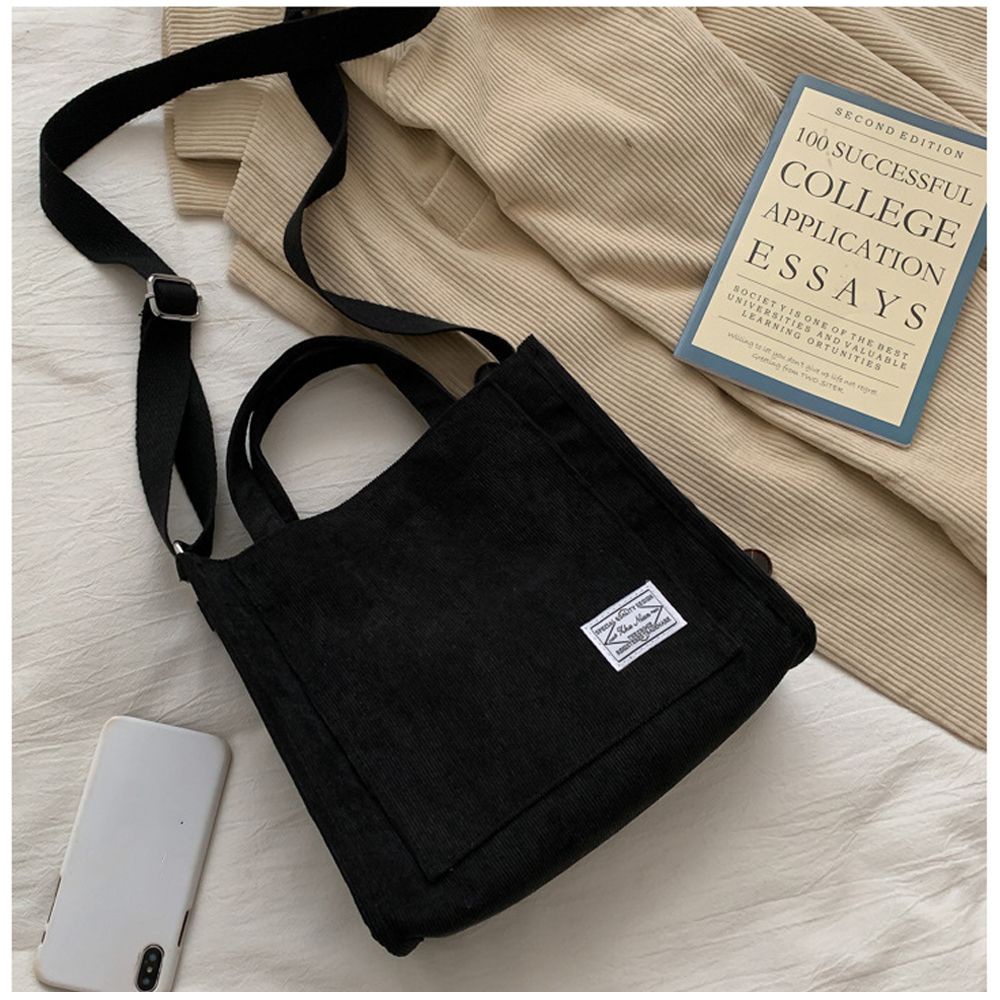 Túi đeo vai/xách tay chất liệu cotton khóa kéo thân thiện môi trường phong cách vintage