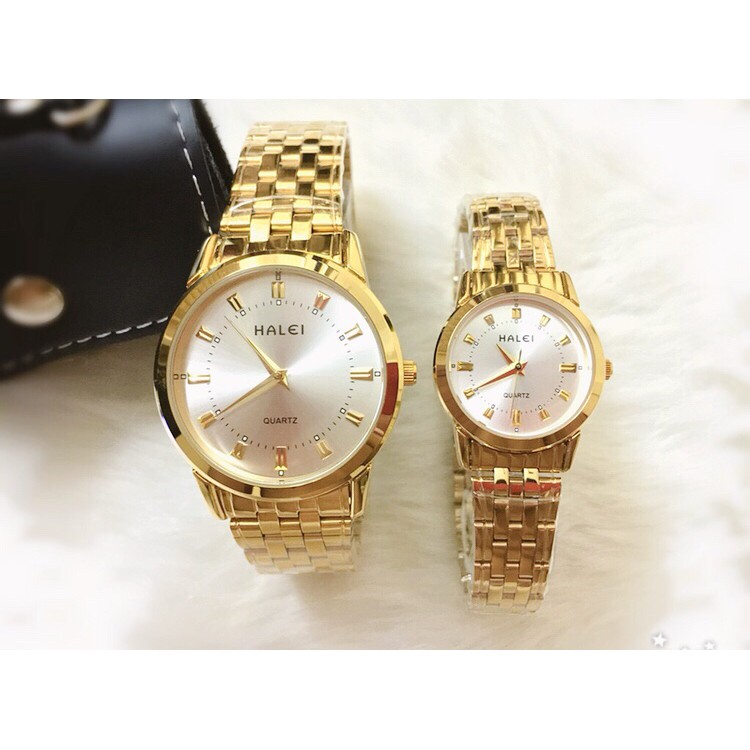 Đồng hồ cặp đôi dây thép Halei Gold platium sang trọng | BigBuy360 - bigbuy360.vn