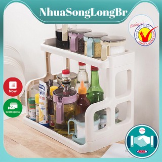 Kệ chữ H đựng gia vị 2 tầng Song Long 2735 - Kệ để đồ thông minh 2 tầng đa năng nhỏ gọn tiện dụng_Buôn Rẻ 01148