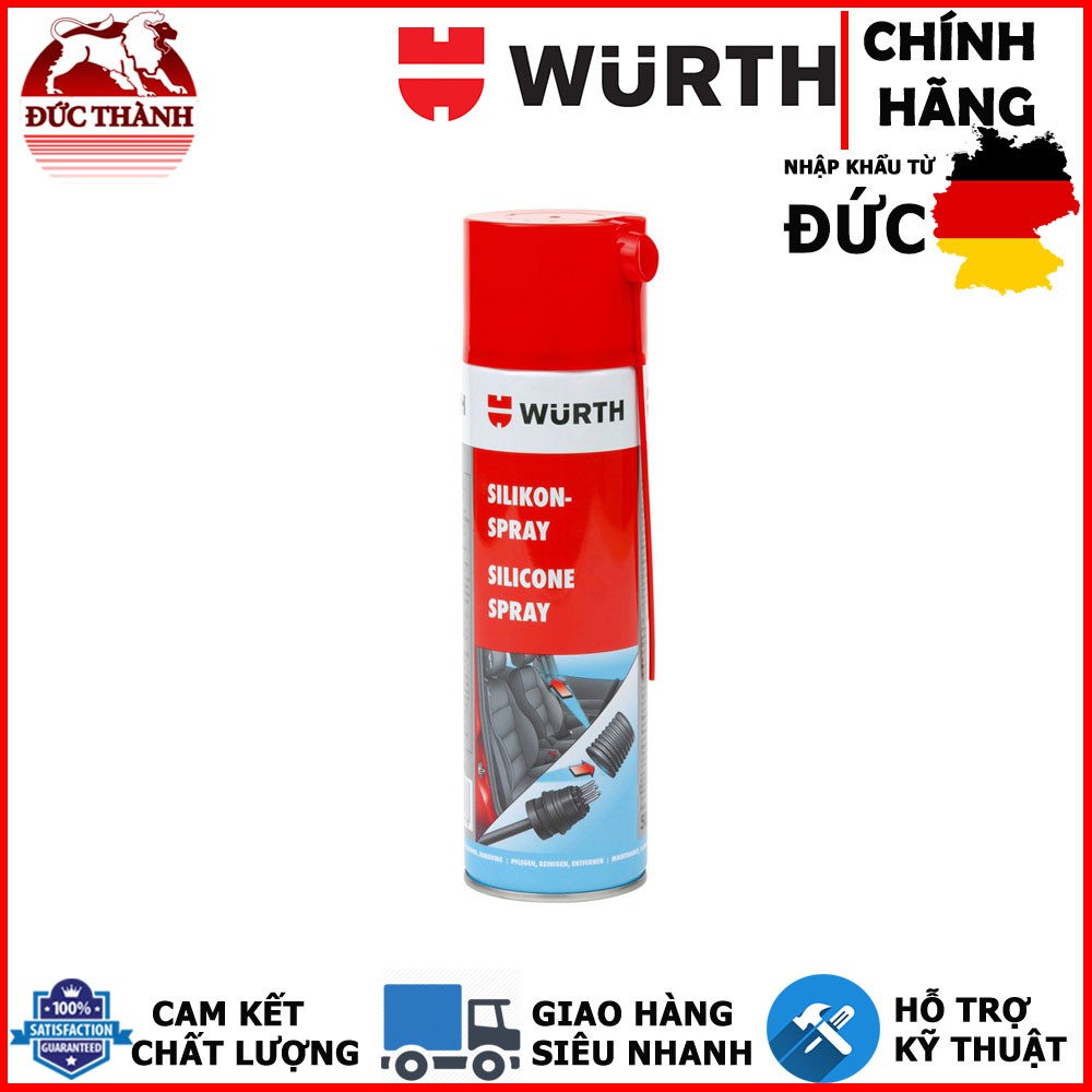 Chai xịt dầu silicone bôi trơn, phục hồi nhựa, cao su, bảo vệ mạch điện Wurth Silicone Spray 500ml