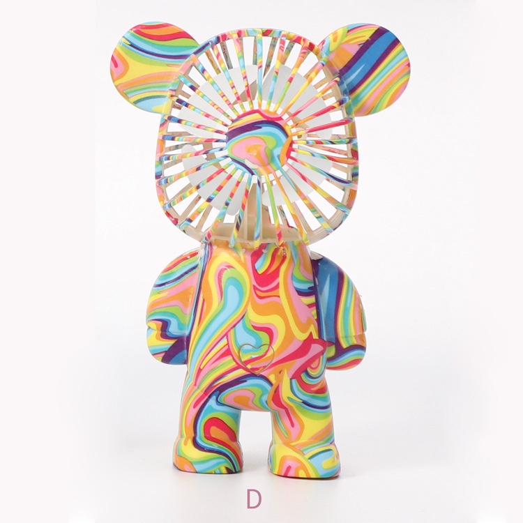 Quạt Mini Hình Gấu Bearbrick FreeShip Tích Điện Dài Lâu Kèm Dây Sạc USB