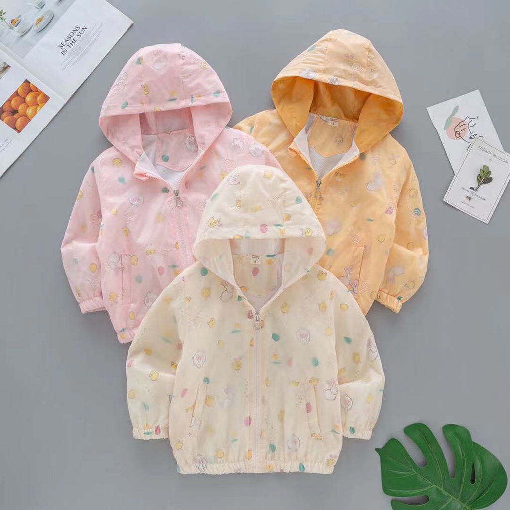 Áo khoác có nón cho bé gái hình Hello kitty Dâu Thỏ size 10-18kg hàng nhập Quảng Châu cao cấp