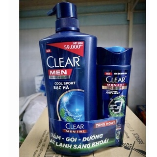 Dầu gội Clear Men Cool Sport Bạc Hà 650g( tặng lèm chai nhỏ)