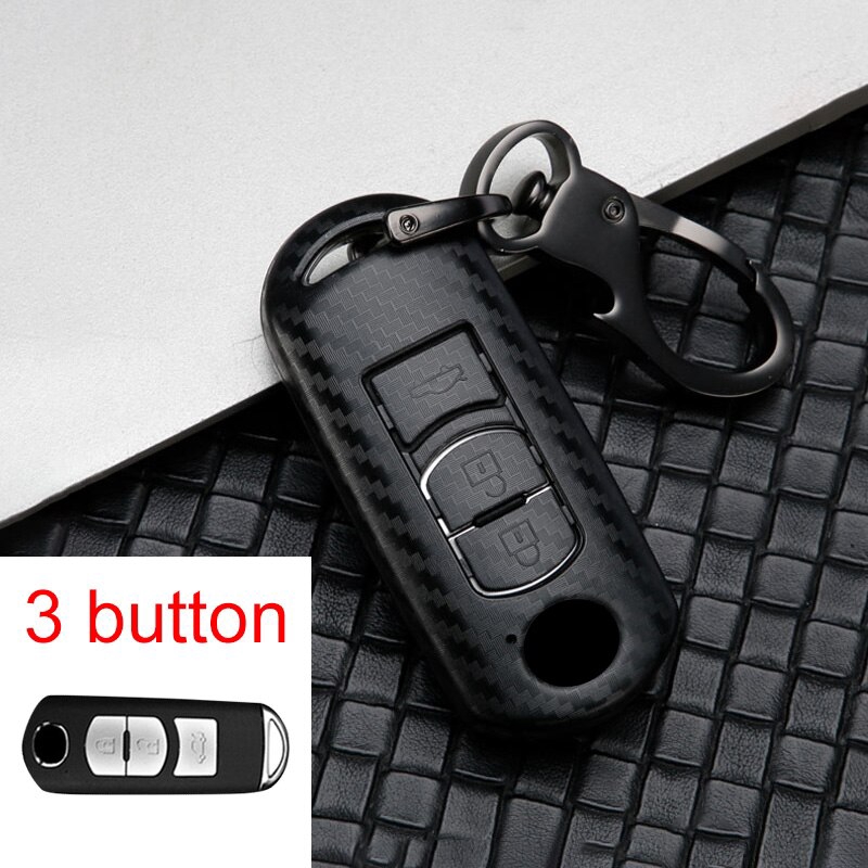Vỏ chìa khóa thông minh 2/3 nút bằng carbon cho Mazda 2 3 6 Axela Atenza CX-5 CX5 CX-3 CX-7 CX8 CX-9 2016 2017 2018