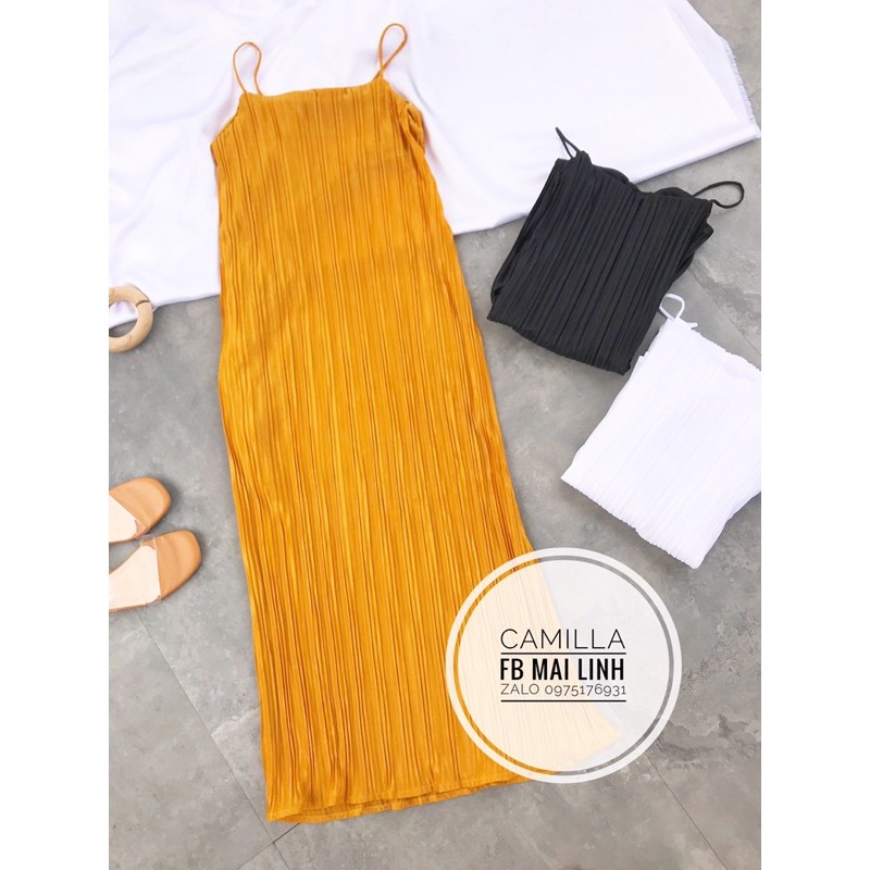 ⚡️DẬP LY⚡️Đầm dập ly hai dây 3 màu đen, trắng, vàng | BigBuy360 - bigbuy360.vn