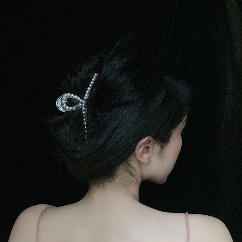 Kẹp tóc thẳng đính hạt phong cách Hàn Quốc