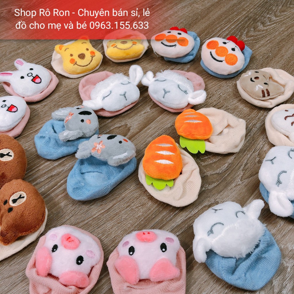 Tất 3D hình thú có chống trượt - Vớ chống trượt hình thú 3D cho bé 3-24m - Shop Rô Ron