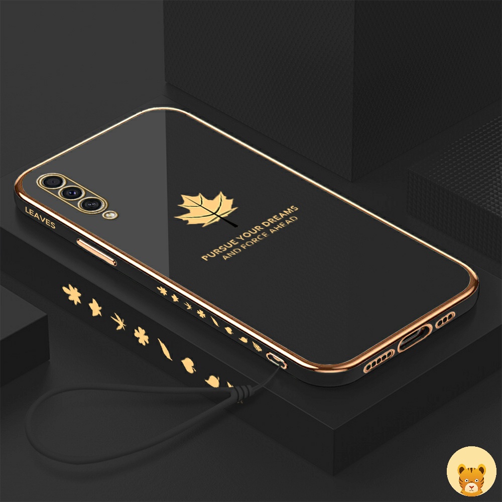 Ốp Điện Thoại Mềm Mạ Viền Họa Tiết Sang Trọng Kèm Dây Đeo Cho Samsung A50 A30S A50S