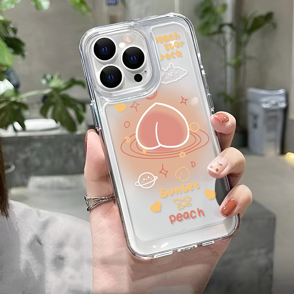 Ốp Điện Thoại Trong Suốt In Hình Quả Đào Cho iphone 14ProMax 14Plus 13 11 12 7Plus X XR