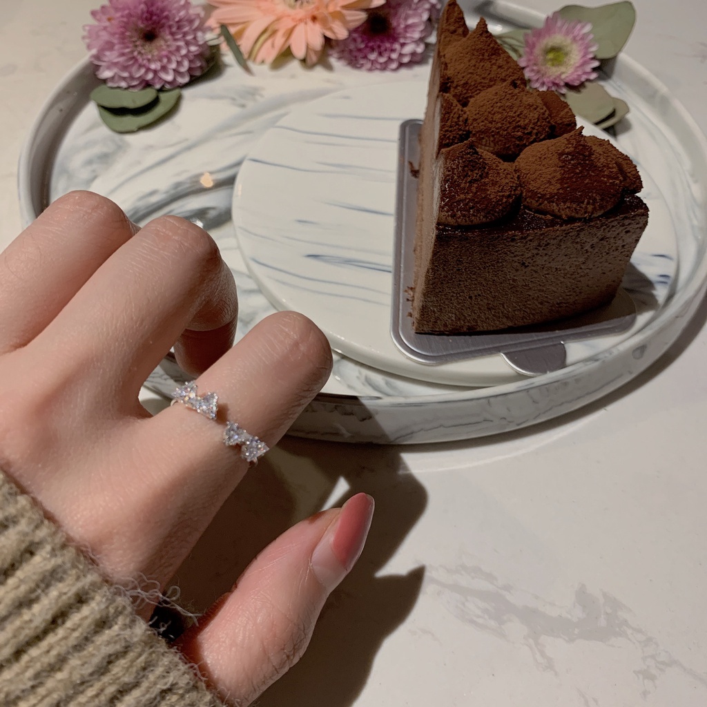 Nhẫn Hở Hình Tam Giác Đính Đá zircon Thời Trang Cho Nữ