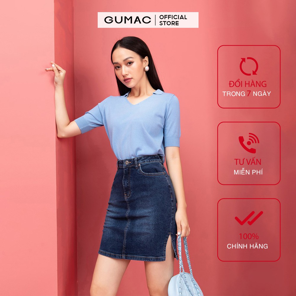 [Mã WABRGM11 giảm 10% đơn 250K] Chân Váy jean nữ xẻ lai VJA9240 GUMAC