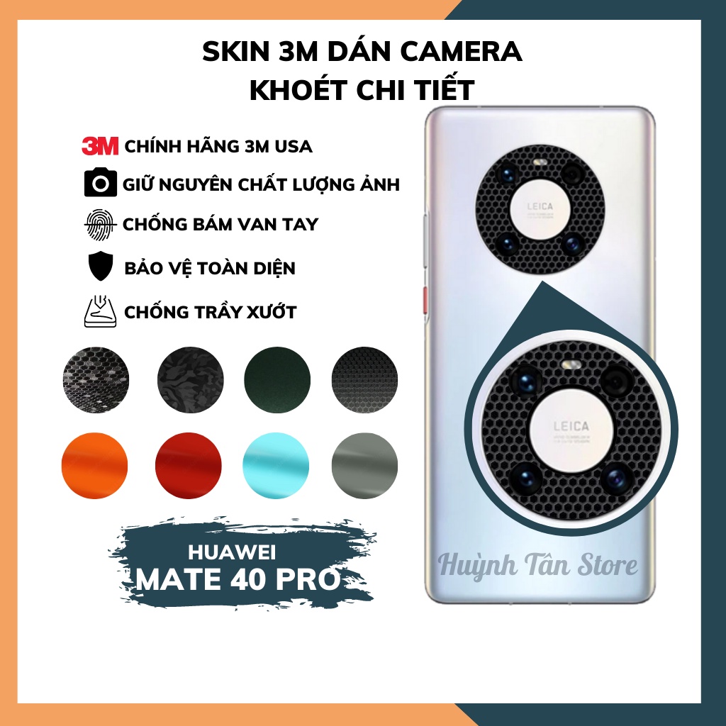 Miếng dán camera huawei mate 40 pro skin 3m chính hãng từ USA chống trầy xướt mua 1 tặng 1 phụ kiện huỳnh tân store