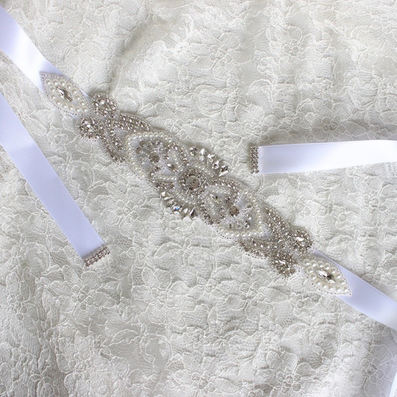 Thắt Lưng Dây Ruy Băng Đính Đá Lấp Lánh Cho Cô Dâu