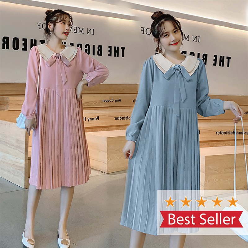 Đầm bầu xếp li cổ sen mẫu mới 2020 - TRẺ TRUNG - THANH LỊCH - SANG