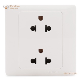 Ổ cắm đôi kiểu Âu Mỹ có tiếp đất lắp đế chuẩn vuông Simon 50 51087