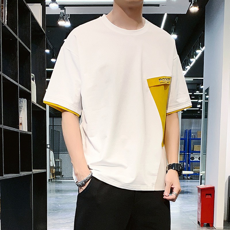 New summer short-sleeved t-shirt men s casual Korean loose round neck fashion trendy brand handsome clothing