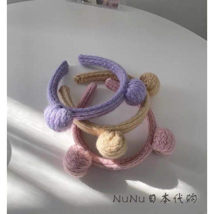 Cài tóc bờm tóc tai gấu len phong cách Hàn Quốc