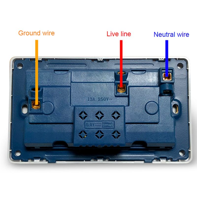 Ổ cắm điện gắn tường hai cổng USB 2.1A UK 13A đa năng