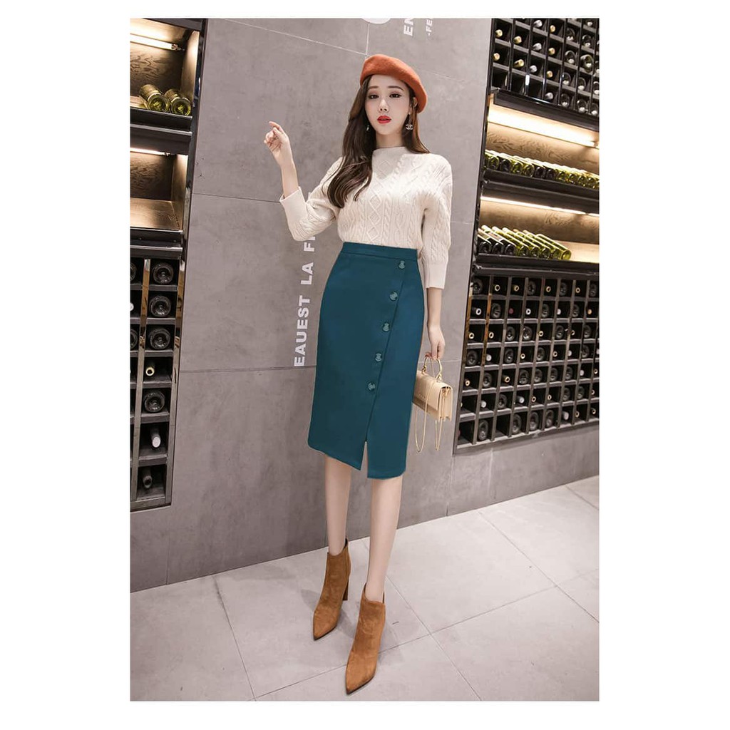 CHÂN VÁY MIDI PHỐI NÚT FASHION | BigBuy360 - bigbuy360.vn