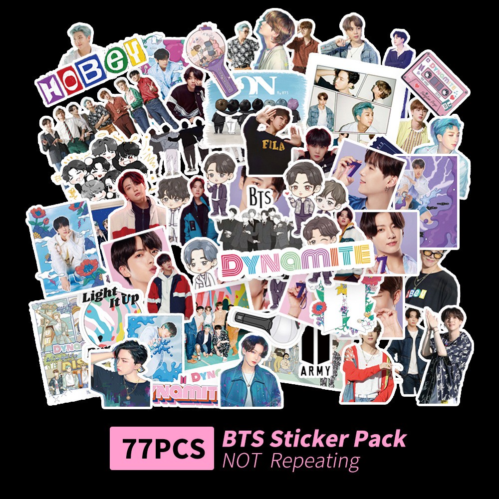 Set 76 Miếng Dán Chống Thấm Nước Hình Graffiti BTS Trang Trí Vali / Ván Trượt / Laptop
