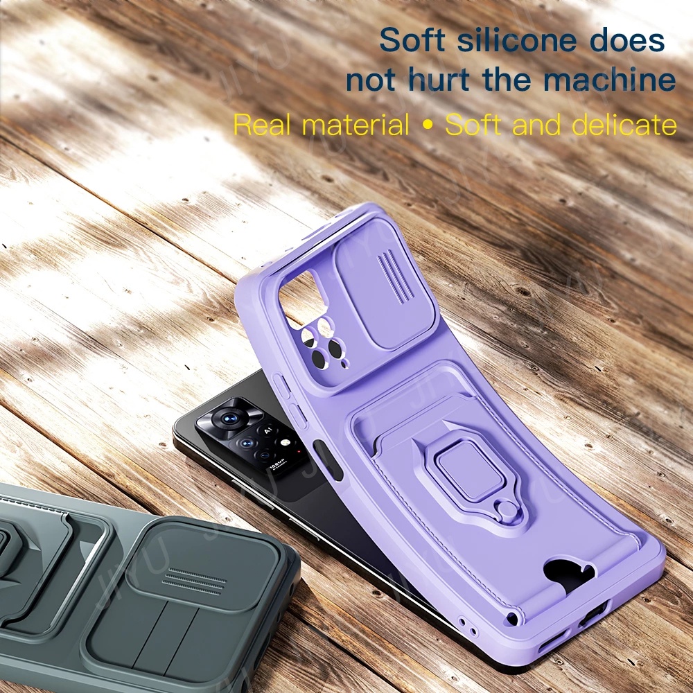 Ốp điện thoại dạng trượt bảo vệ ống kính kèm dây đeo cho Xiaomi Redmi 10C 10A Note 11S 10S Note 11 10 Pro
