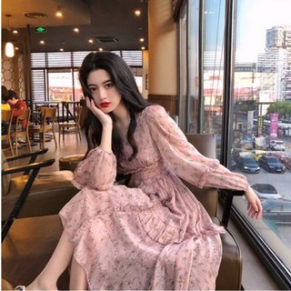 Đầm Maxi đi biển hoa văn bo eo
