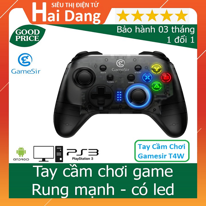 Tay Cầm Chơi Gamesir T4W/ Tay Game Điều Khiển Trò Chơi PC Có Đèn Led Rung Mạnh