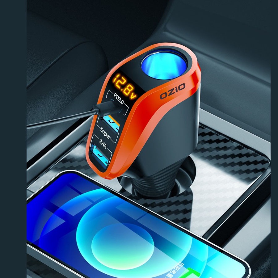 Tẩu sạc ô tô công nghệ mới chính hãng Ozio, Củ sạc trên ô tô chip thông minh an toàn