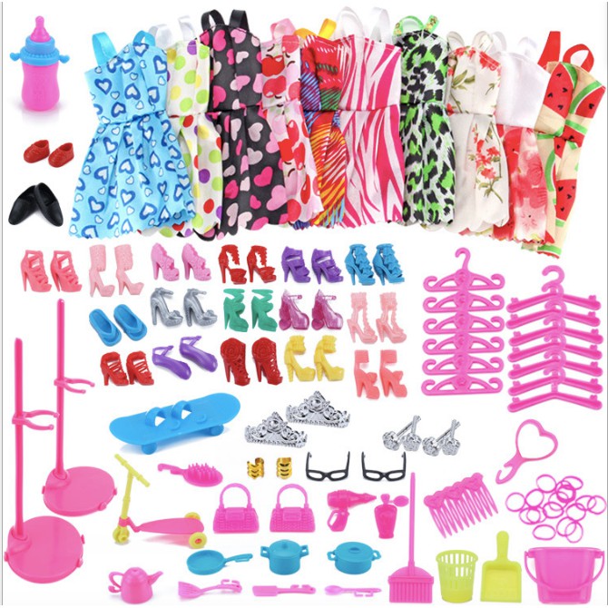 Set 100 món phụ kiện búp bê Barbie