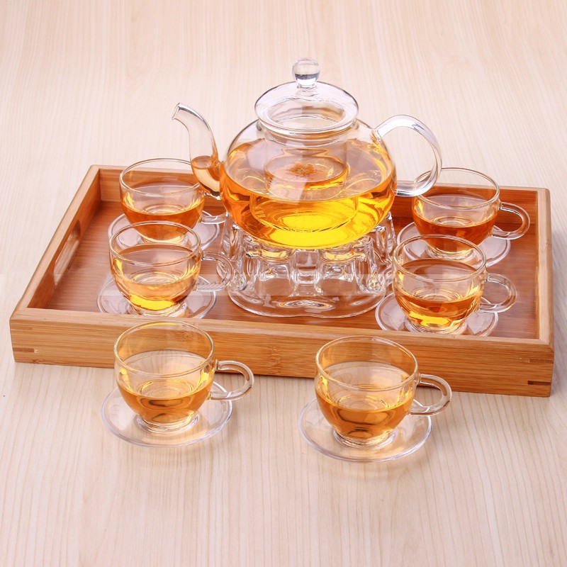 Bộ ấm chén thủy tinh A10 kèm vỏ hộp siêu sang