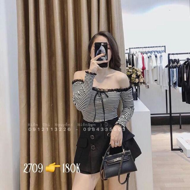 Quần váy đen 6 nút