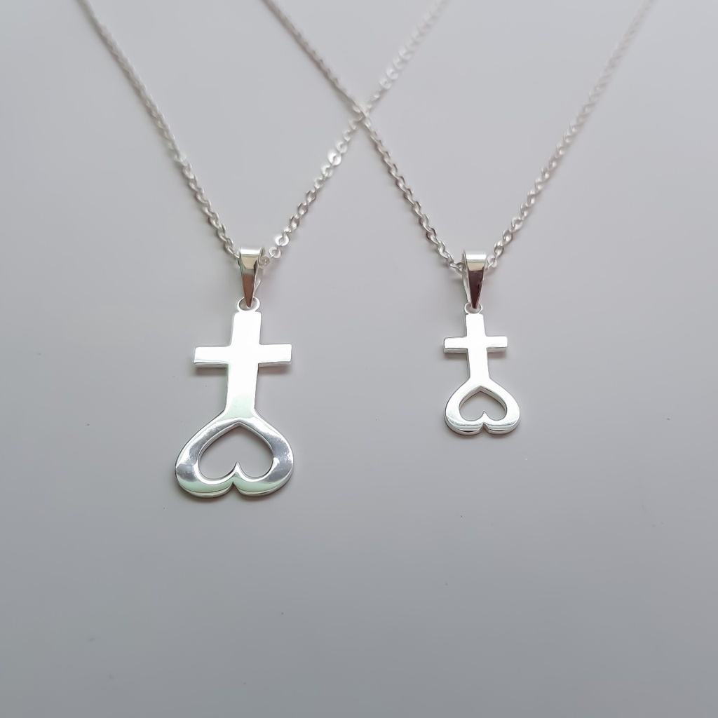 Mặt dây chuyền thiên tâm, dây chuyền dấu thiên tâm trái tim chữ thập chất liệu bạc 925 cao cấp T&TJewelry - MT1