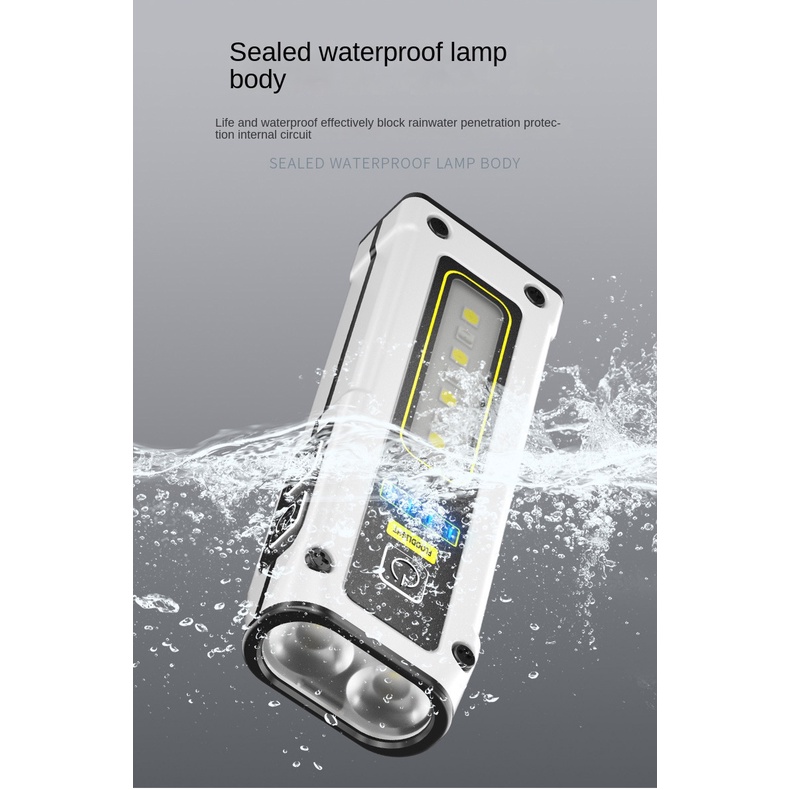 New Mobile Phone Rechargeable Mini Dual Light Source Flashlight Tube TYPE-C Fast Charge Multifunction Working Light with Magnet Emergency Flashlight Camping Lantern