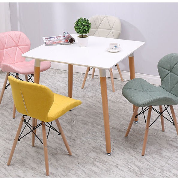 ghế tựa lưng cho phòng ngủ bình dân Bắc Âu lưới màu đỏ trang điểm Eames bướm bột rắn gỗ hiện đại và đơn giản