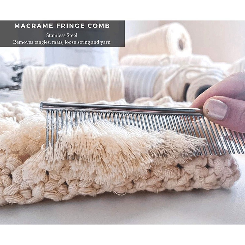 Lược Macrame Bằng Thép Không Gỉ Dùng Chải Tóc Xuyên Qua Dây Cotton