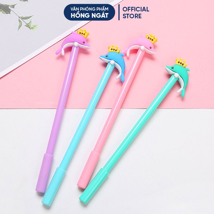 Bút bi cute con cá heo, bút bi nước mực gel đen ngòi 0.5mm nhiều màu dễ thương đồ dùng học tập văn phòng phẩm B15