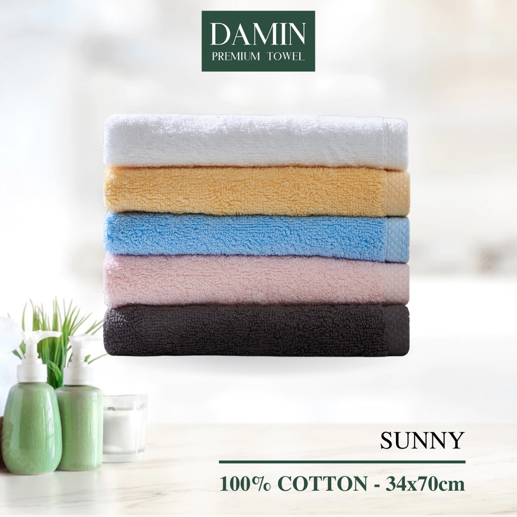 Khăn gội, thể thao, khăn tắm Damin Sunny 100% cotton 34x70cm