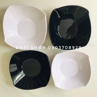 10 bát đựng chè, tô trái cây vuông cùng màu đen, trắng, nâu, cam, xanh lá nhựa melamine chịu nhiệt - Square bowl