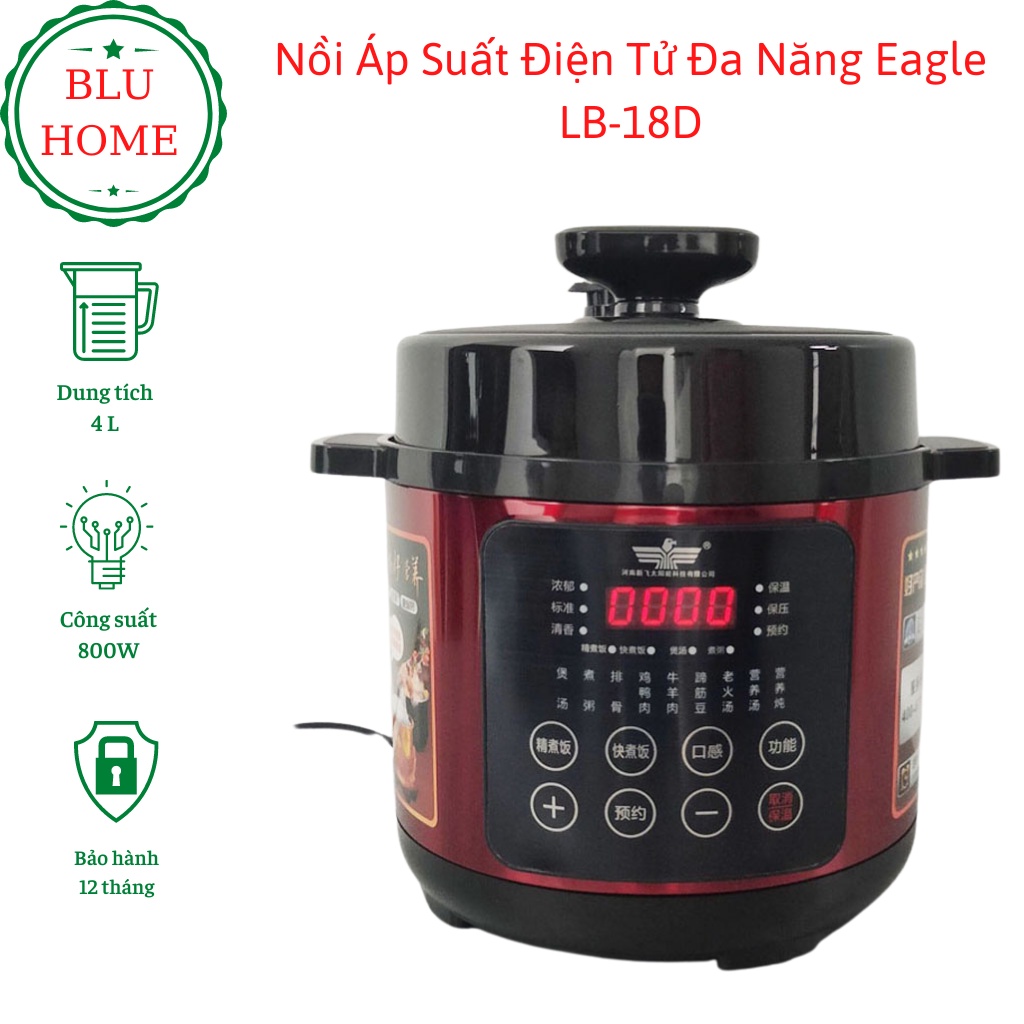 Nồi Áp Suất , Nồi Hầm Điện Tử Đa Năng Eagle LB-18D, Dung Tích 4L, Bảo Hành 12 Tháng